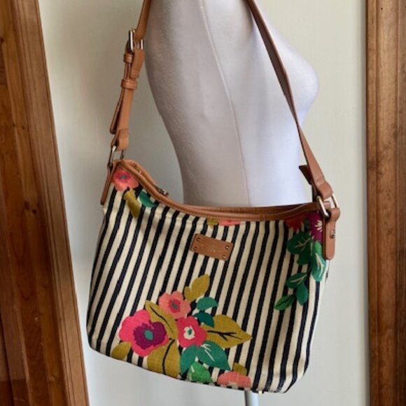 Spartina 449 Handbags - SPARTINA 449 Shelter Cove Linen Leather Shoulder Tote Bag
